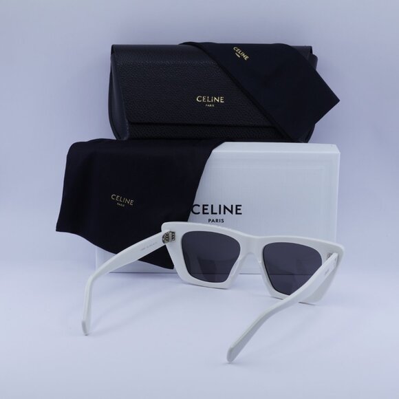 Celine CL40187I 25A Sunglasses White Cat Eye Frame, Grey Lenses - Picture 12 of 12